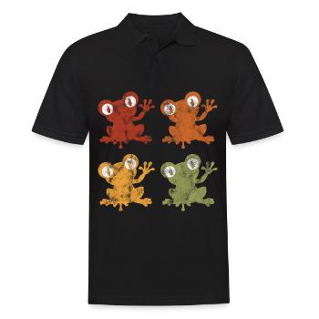 Frosch Frösche Geschenk für Kinder Lustig Witzig - Männer Poloshirt - Schwarz - Vorne - Kai (181cm)