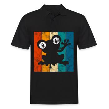 Frosch Frösche Geschenk für Kinder Lustig Witzig - Männer Poloshirt - Schwarz - Vorne - Kai (181cm)