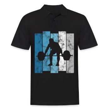 Bodybuilding Bodybuilder GYM Fitnessstudio Retro - Männer Poloshirt - Schwarz - Vorne - Kai (181cm)