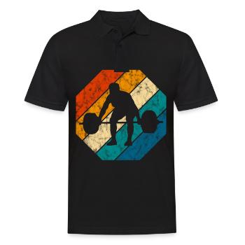 Bodybuilding Bodybuilder GYM Fitnessstudio Retro - Männer Poloshirt - Schwarz - Vorne - Kai (181cm)