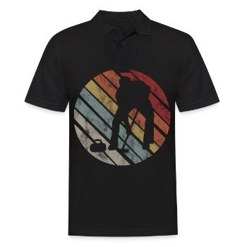 Eis Curling Curler Eisstockschießen Retro Geschenk - Männer Poloshirt - Schwarz - Vorne - Kai (181cm)