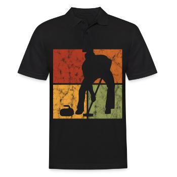 Ice Curling Curler Curling Retro Gift - Men's Polo Shirt - black - Front - Kai (181cm)