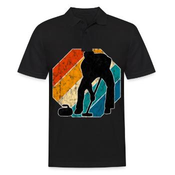 Ice Curling Curler Curling Retro Gift - Men's Polo Shirt - black - Front - Kai (181cm)