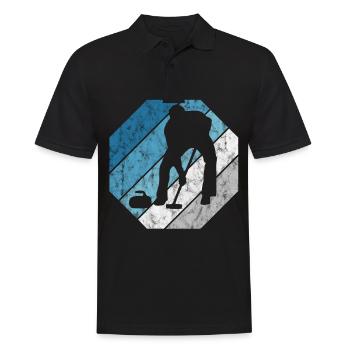 Eis Curling Curler Eisstockschießen Retro Geschenk - Männer Poloshirt - Schwarz - Vorne - Kai (181cm)