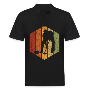 Eis Curling Curler Eisstockschießen Retro Geschenk - Männer Poloshirt - Schwarz - Vorne - Kai (181cm)