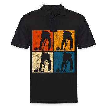 Ice Curling Curler Curling Retro Gift - Men's Polo Shirt - black - Front - Kai (181cm)