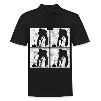 Ice Curling Curler Curling Retro Gift - Men's Polo Shirt - black - Front - Kai (181cm)