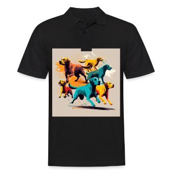 Groupe de chiens - Chiens colorés - Polo Homme - noir - Devant - Kai (181cm)