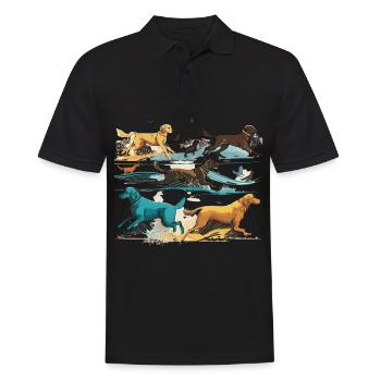 Chiens colorés - Groupe de chiens - Polo Homme - noir - Devant - Kai (181cm)