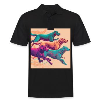 Chiens colorés - Groupe de chiens - Polo Homme - noir - Devant - Kai (181cm)