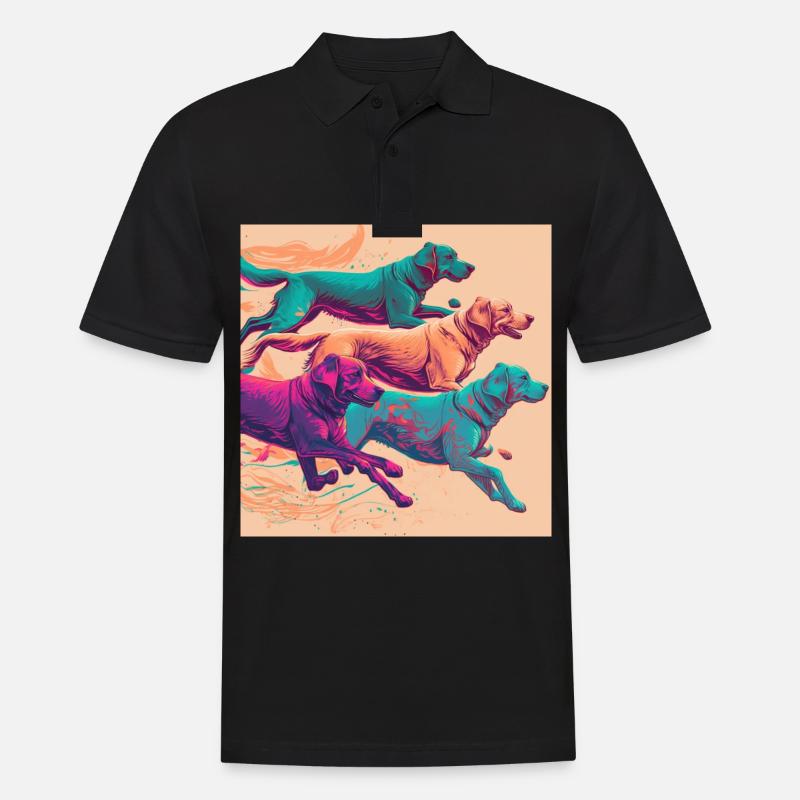 Chiens colorés - Groupe de chiens - Polo Homme - noir