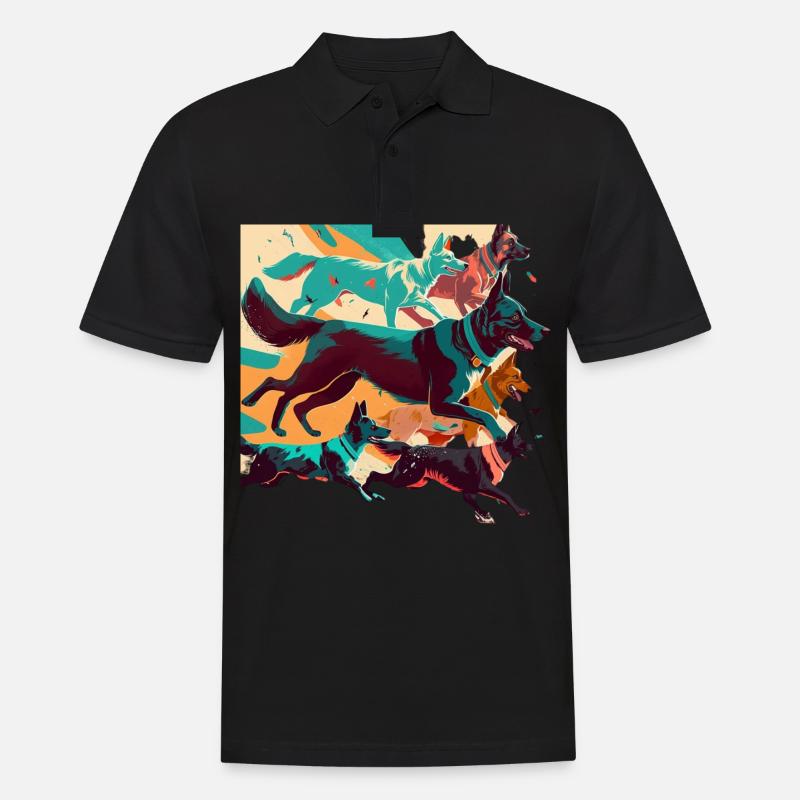 Bunte Hunde - Hunde Gruppe - Männer Poloshirt - Schwarz