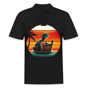 Schildkröte Boot Segeln - Männer Poloshirt - Schwarz - Vorne - Kai (181cm)