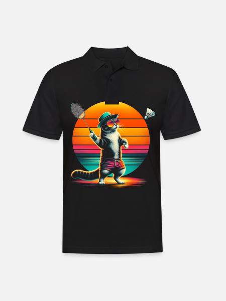 Badminton chat - Polo Homme - noir