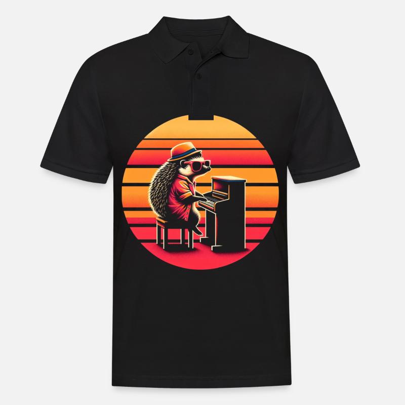 Igel Klavier - Männer Poloshirt - Schwarz