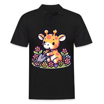 Giraffe Gardening Tall Tales Gärtner T-Shirt - Männer Poloshirt - Schwarz - Vorne - Kai (181cm)