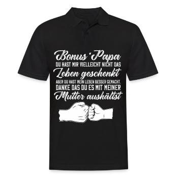 Bonus Papa Stiefvater Tochter Sohn Vatertag - Männer Poloshirt - Schwarz - Vorne - Kai (181cm)