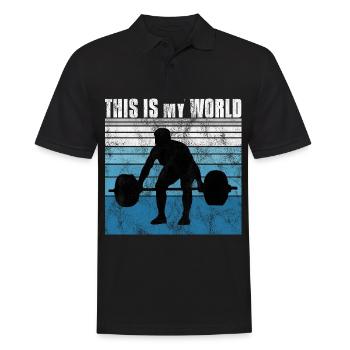 Bodybuilding this is my world Bodybuilder retro - Männer Poloshirt - Schwarz - Vorne - Kai (181cm)