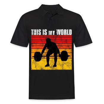 Bodybuilding this is my world Bodybuilder retro - Männer Poloshirt - Schwarz - Vorne - Kai (181cm)