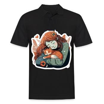 Katzenmama Katze Anime Kätzchen Liebe Frau Mama - Männer Poloshirt - Schwarz - Vorne - Kai (181cm)