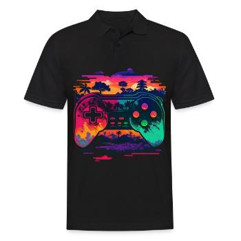 Retro Konsole - Männer Poloshirt - Schwarz - Vorne - Kai (181cm)