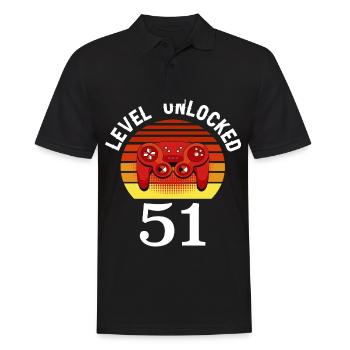 Niveau 51 débloqué 51 Anniversaire 51 ans - Polo Homme - noir - Devant - Kai (181cm)