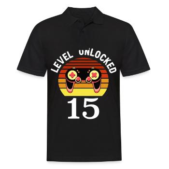 Level 15 unlocked 15 Birthday 15 years old - Men's Polo Shirt - black - Front - Kai (181cm)