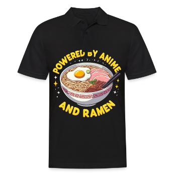 Powered By Anime And Ramen - Männer Poloshirt - Schwarz - Vorne - Kai (181cm)