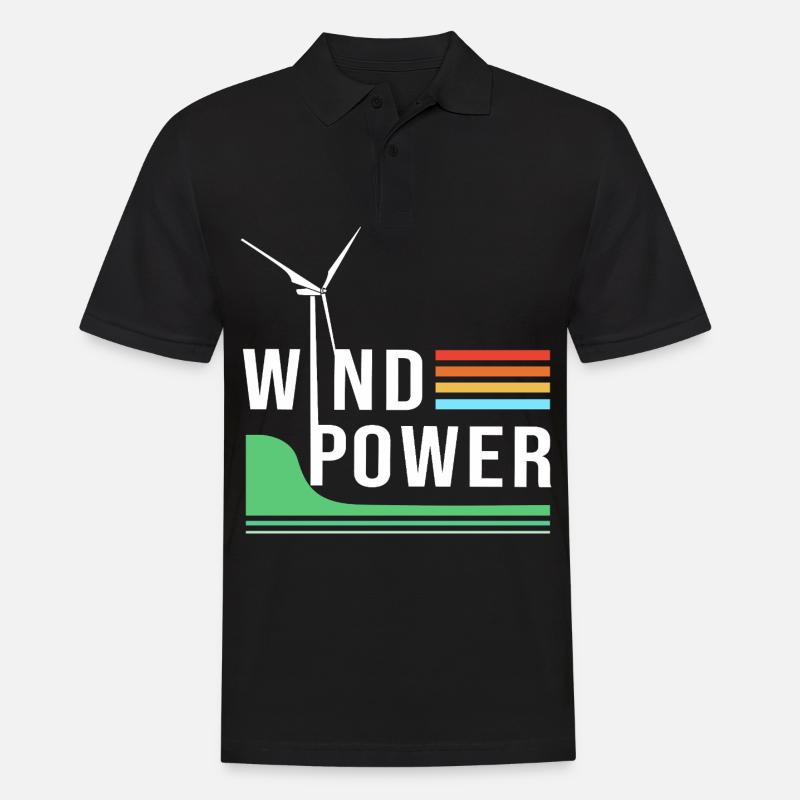 Éolienne, énergie éolienne, énergie éolienne - Polo Homme - noir