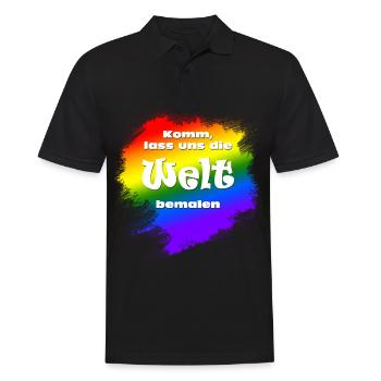 Komm, lass uns die Welt bemalen - Männer Poloshirt - Schwarz - Vorne - Kai (181cm)