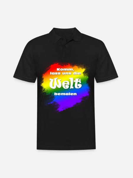 Komm, lass uns die Welt bemalen - Männer Poloshirt - Schwarz