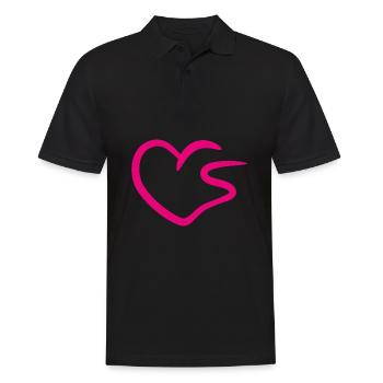 Coeur lettre S lettre initiale rose - Polo Homme - noir - Devant - Kai (181cm)