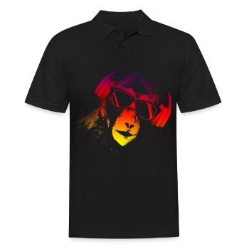 Monkey DJ mit Kopfhörer und Sonnenbrille Geschenki - Männer Poloshirt - Schwarz - Vorne - Kai (181cm)