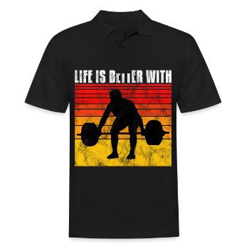 life is better with bodybuilding GYM Bodybuilder - Men's Polo Shirt - black - Front - Kai (181cm)