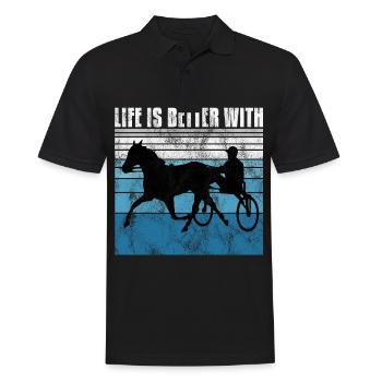 Life is better with Harness Racing Trabrennen Trab - Männer Poloshirt - Schwarz - Vorne - Kai (181cm)