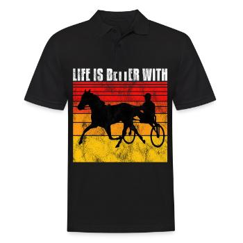 Life is better with Harness Racing Trabrennen Trab - Männer Poloshirt - Schwarz - Vorne - Kai (181cm)