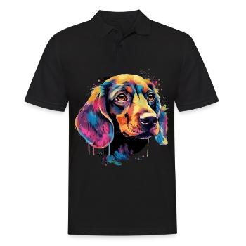 Dackel Hund Teckel Watercolor Art Hundekopf - Männer Poloshirt - Schwarz - Vorne - Kai (181cm)