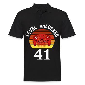 Level 41 unlocked 41 Birthday 41 years old - Men's Polo Shirt - black - Front - Kai (181cm)