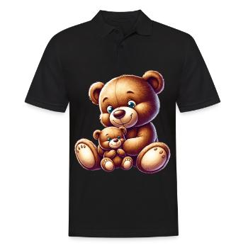 Maman ours mignonne avec bébé - Polo Homme - noir - Devant - Kai (181cm)