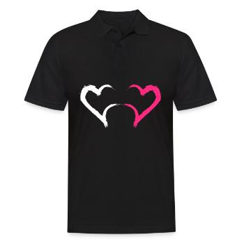 Coeur rose et blanc - Polo Homme - noir - Devant - Kai (181cm)