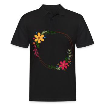 Kreis Blumen Kranz zum selbst gestalten - Männer Poloshirt - Schwarz - Vorne - Kai (181cm)