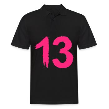 Zahl 13 Lieblingszahl Bürste Rosa - Männer Poloshirt - Schwarz - Vorne - Kai (181cm)