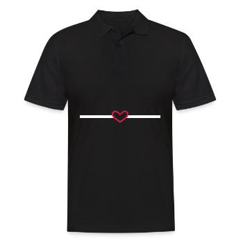 Linie Herz Herzchen Strich Ornament - Männer Poloshirt - Schwarz - Vorne - Kai (181cm)