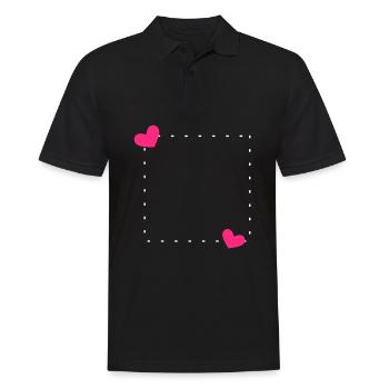 Heart Frame Ornament Line - Men's Polo Shirt - black - Front - Kai (181cm)