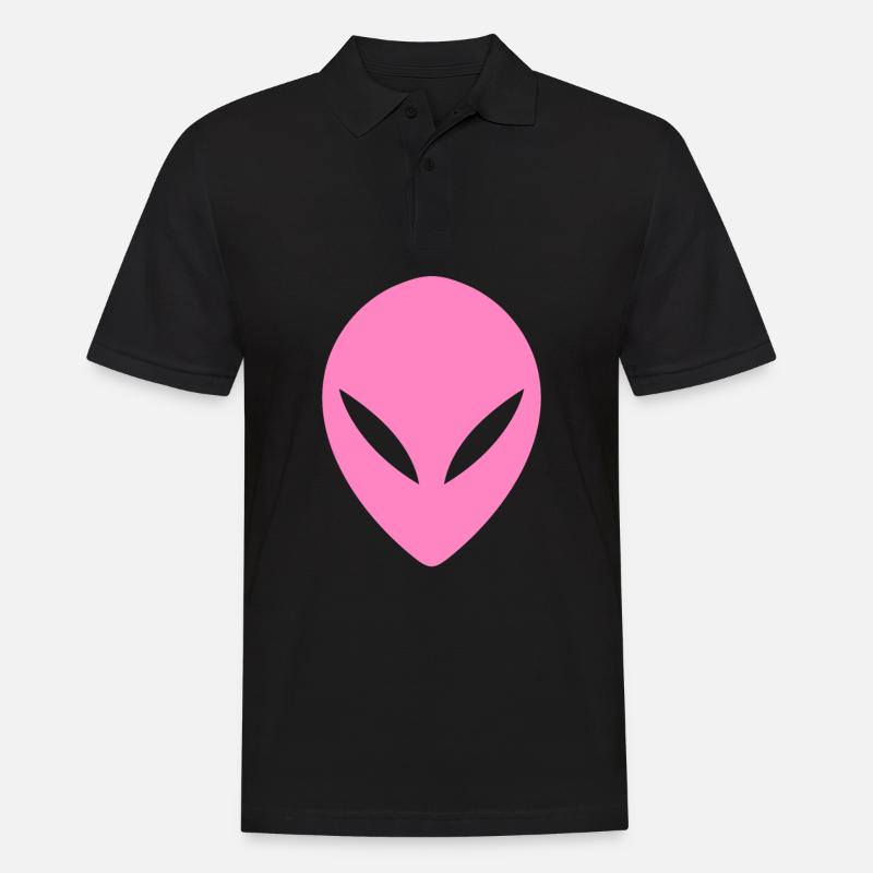 Ufo Alien Kopf Rosa - Männer Poloshirt - Schwarz