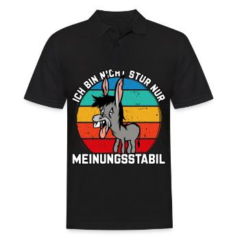 Ich bin nicht stur - nur meinungsstabil Esel - Männer Poloshirt - Schwarz - Vorne - Kai (181cm)