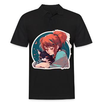 Katzenmama Katze Anime Kätzchen Liebe Frau Mama - Männer Poloshirt - Schwarz - Vorne - Kai (181cm)