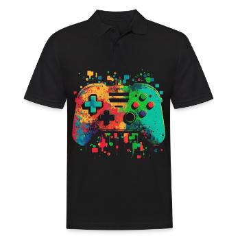 Bunte Konsole - Männer Poloshirt - Schwarz - Vorne - Kai (181cm)