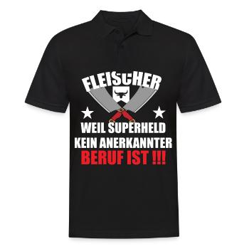 Fleischer Metzger Zerleger Schlachter - Männer Poloshirt - Schwarz - Vorne - Kai (181cm)
