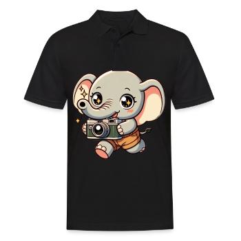Elefantenfotografie Kleiner Shutterbug Elefant - Männer Poloshirt - Schwarz - Vorne - Kai (181cm)